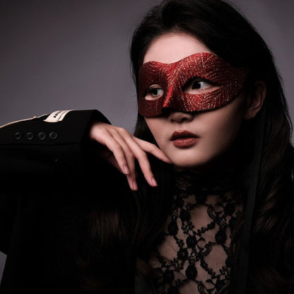 Red Swallowtail Butterfly Half Mask for Women Handmade Party Costume