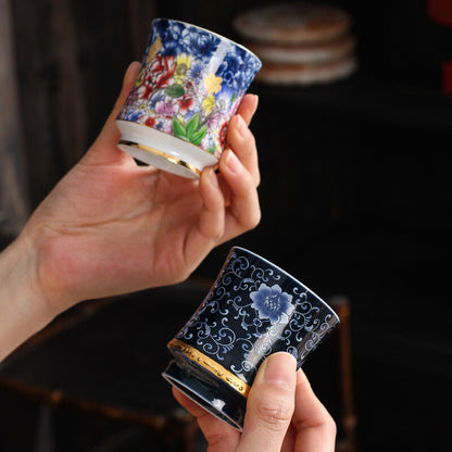 Pure Silver Tea Cup 100ml Master Cup Handpainted Blue-and-white Porcelain Teacup