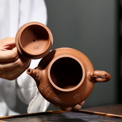 Chinese Yixing Zisha Clay Pottery Handmade Words Kungfu Tea Pot Master Teapot