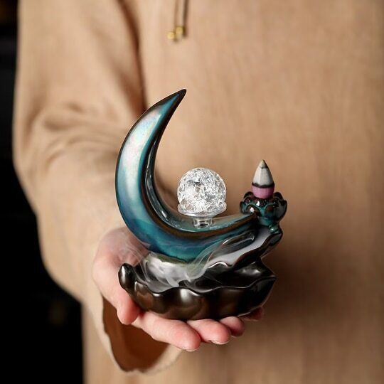 Backflow Incense Burner Incense Tray Home Creative Moon Incense Burner for Cones