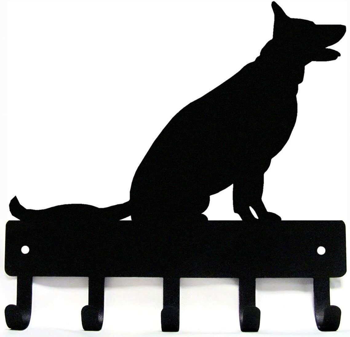 German Shepherd Sitting - Key Rack Dog Leash Hanger-6 inch/9 inch Metal Wall Art
