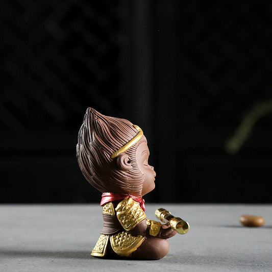 Creative Tea Pet Small Monkey King Statue Sunwukong Bar House Warming Gift China