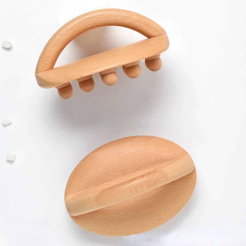 Handheld Gua Sha Massage Brush Natural Wood Waist Leg Body Meridian Scraping