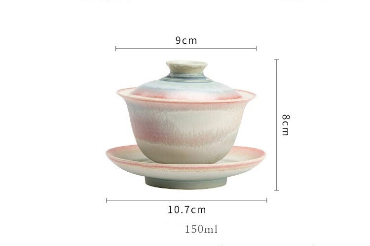 Chinese Kiln Change Pink Gaiwan For Tea Porcelain Jingdezhen Tureen Teaware Set