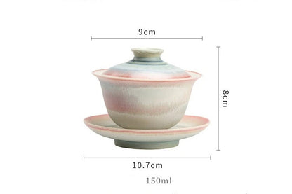 Chinese Kiln Change Pink Gaiwan For Tea Porcelain Jingdezhen Tureen Teaware Set
