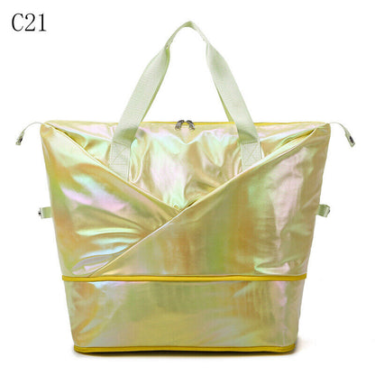 Pearlescent Folding Travel Shoulder Bag Waterproof Handbag Dry Wet Separation