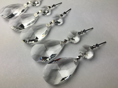 10Pcs Clear Crystal Teardrop Chandelier Prisms Pendant 38mm Lamp Lighting Part