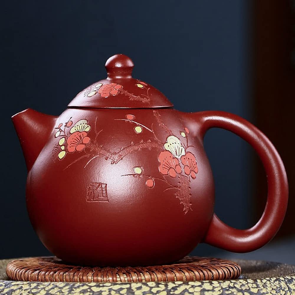 210ml Purple Clay Tea Pot Dahongpao Plum Blossom Pattern Kettle Kung Fu Tea Set