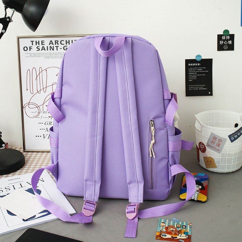 4 in 1 Piece Set Backpacks Waterproof Canvas Schoolbag Fashion School Students