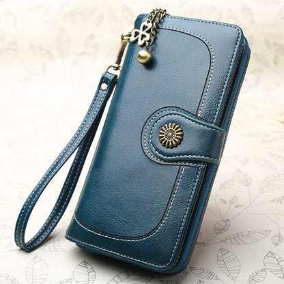 Vintage Purse Leather Classic Wallet Blue Brown Black Coin Purses Red Clutch Bag