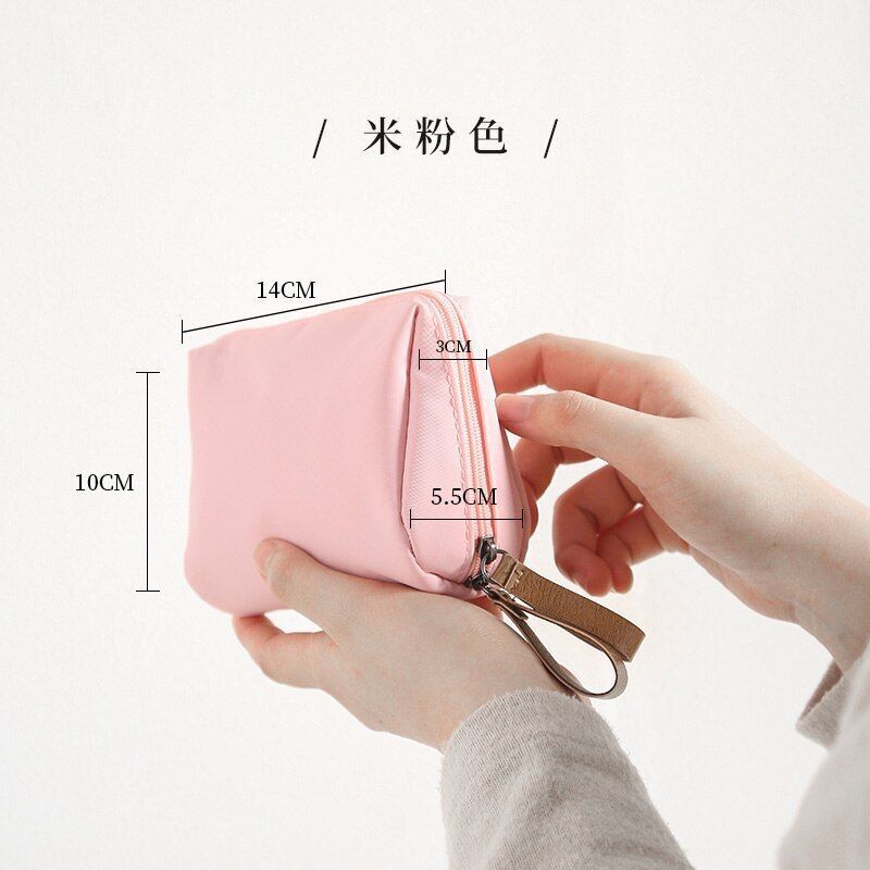 Cosmetic Case Storage Bag Small Traveling Mini Lipstick Pouch Solid Purse Zipper