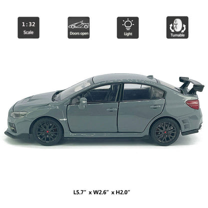 1/32 Scale Subaru WRX STI Model Car Toy Cars Diecast Kids Toys for Boys Gray