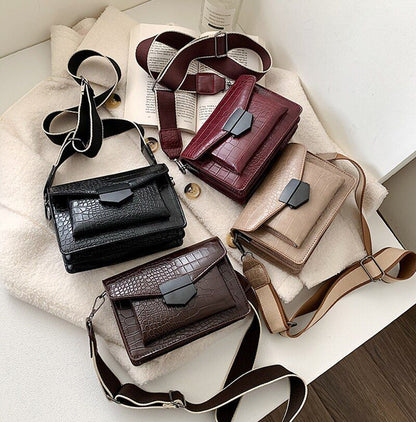 Handbag Fashion Simple Style Shoulder Bag Retro Wide Strap Messenger 20*14*8 CM