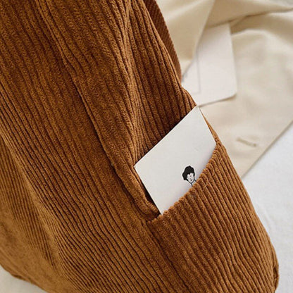 Corduroy Handbag Shoulder Bag Large Canvas Tote Pouch Crossbody Purse 34*10*35CM