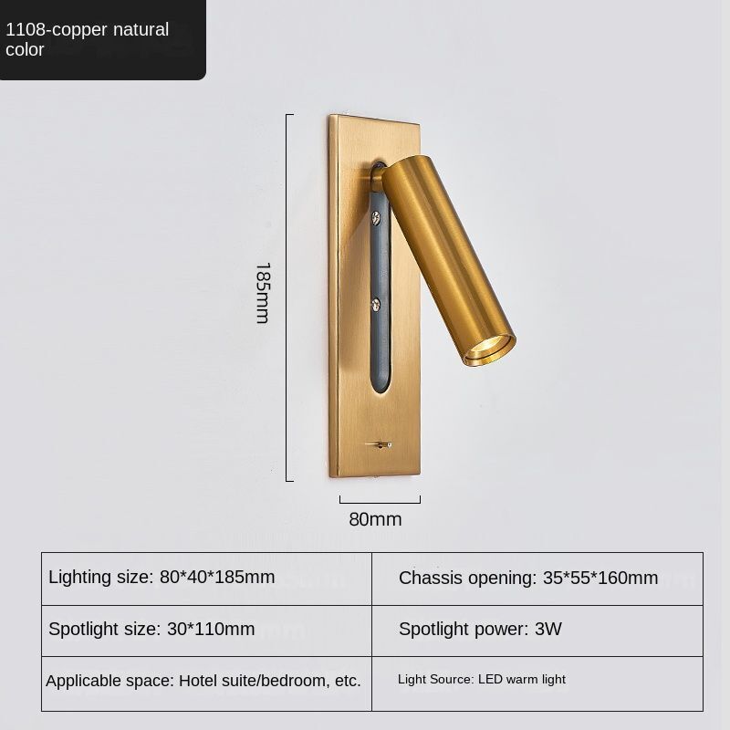 Wall Lamp Aluminum USB Charging Interior Decoration Bedroom Bedside Study Lights