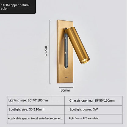 Wall Lamp Aluminum USB Charging Interior Decoration Bedroom Bedside Study Lights