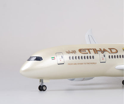 1:130 43CM ETIHAD BOEING 787 Passenger Plane Landing Gear Resin Aircraft Model