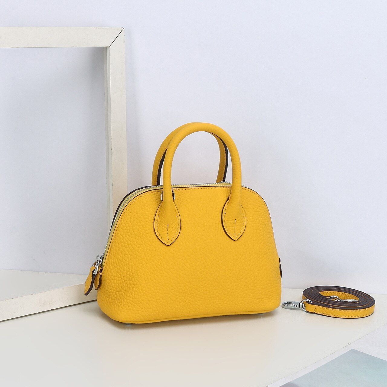 Shell Bag Messenger Purse Cow Leather Simple Shoulder Bag Handbag Small Pouch