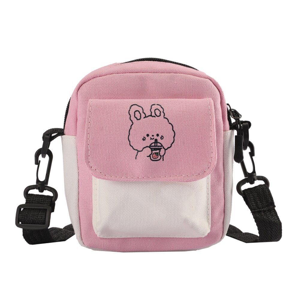 Contrast Color Canvas Crossbody Shoulder Messenger Bag Casual Handbag Flap Purse