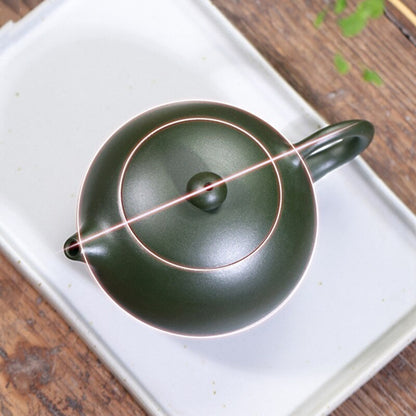 210ml 4.8" Raw Ore Green Mud Xishi Tea Pot Authentic Yixing Purple Clay Teapot