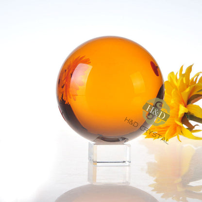 Amber Asian Rare Natural Quartz Magic Crystal Healing Ball Sphere 60mm + Stand