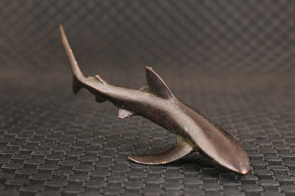 Chinese bronze hand cast shark statue figure ornament netsuke tea pet