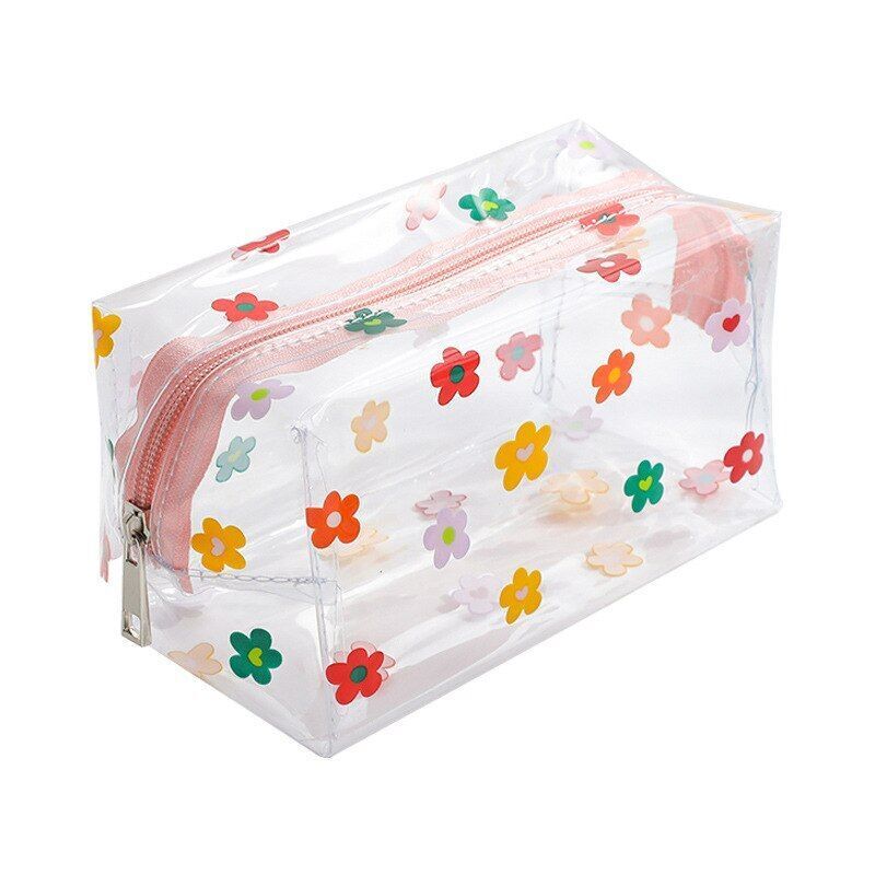 Transparent Cosmetic Bag Large Portable New Print Pencil Case Makeup Storage Bag