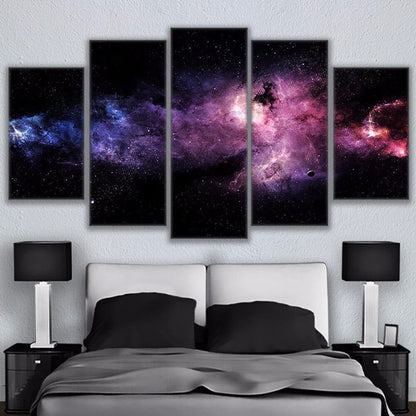 Starry Space Sky Nebula Painting 5 Panel Canvas Print Wall Art Poster Home Decor