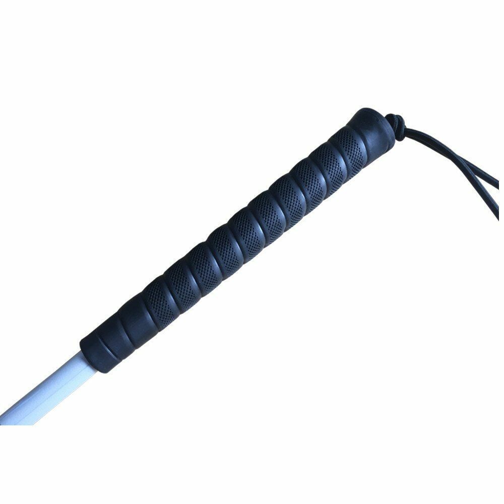 125cm-155cm Aluminum White Cane Black Rubber Handle 6 Joints Fold Walking Stick