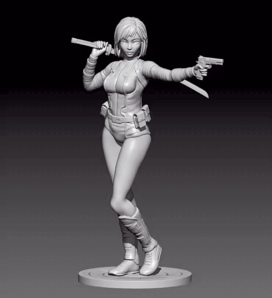 1/18 resin figure model 3D printing of fantasy female assassins Unassembled