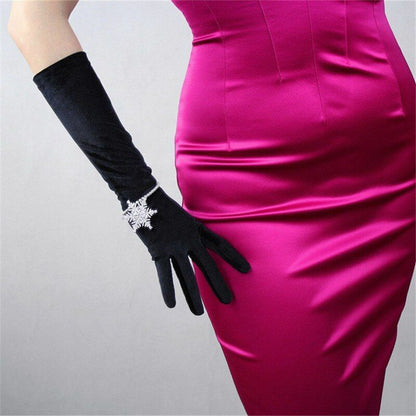 Fashion Velvet Gloves 22/40/50/60/70cm Long Opera Women Elastic Touchscreen Mitt