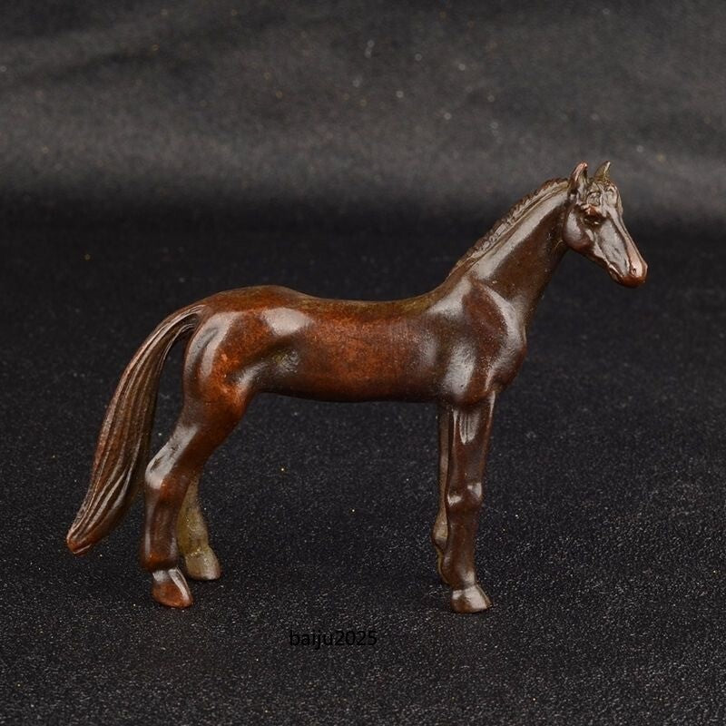 Antique Purple Copper Carving Horse sculpture Distress Crafts Metal collectible