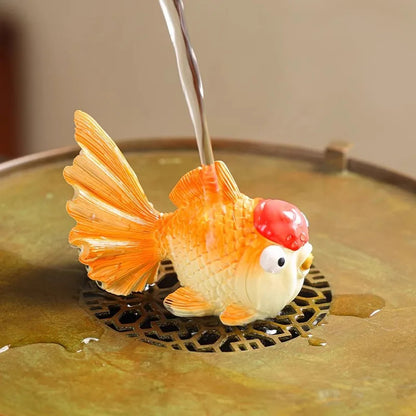 8cm Exquisitely Color Changing Goldfish Carp Tea Pet Wealth Attraction Ornament
