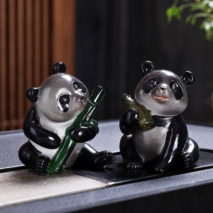 Color Change In Touch Of Hot Water Resin Panda Statue Table Decoration Tea Pet