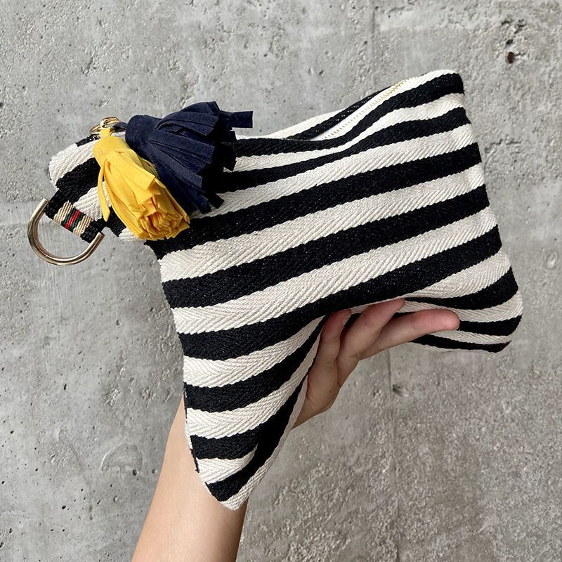Makeup Bag Cosmetic Case Striped Storage Cases Toiletry Organizer Travel Purse