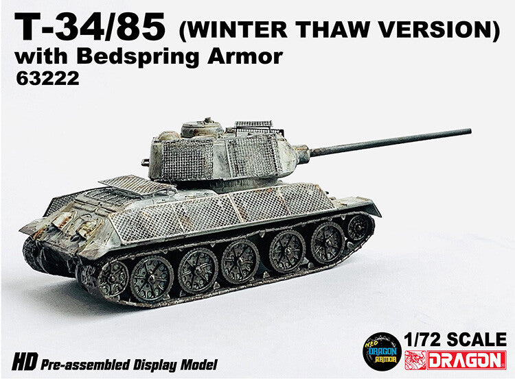 1/72 Soviet T-34/85 Tank Model Steel Bed Armor Winter Painting Edition