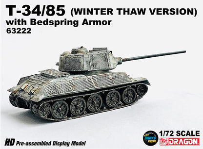 1/72 Soviet T-34/85 Tank Model Steel Bed Armor Winter Painting Edition