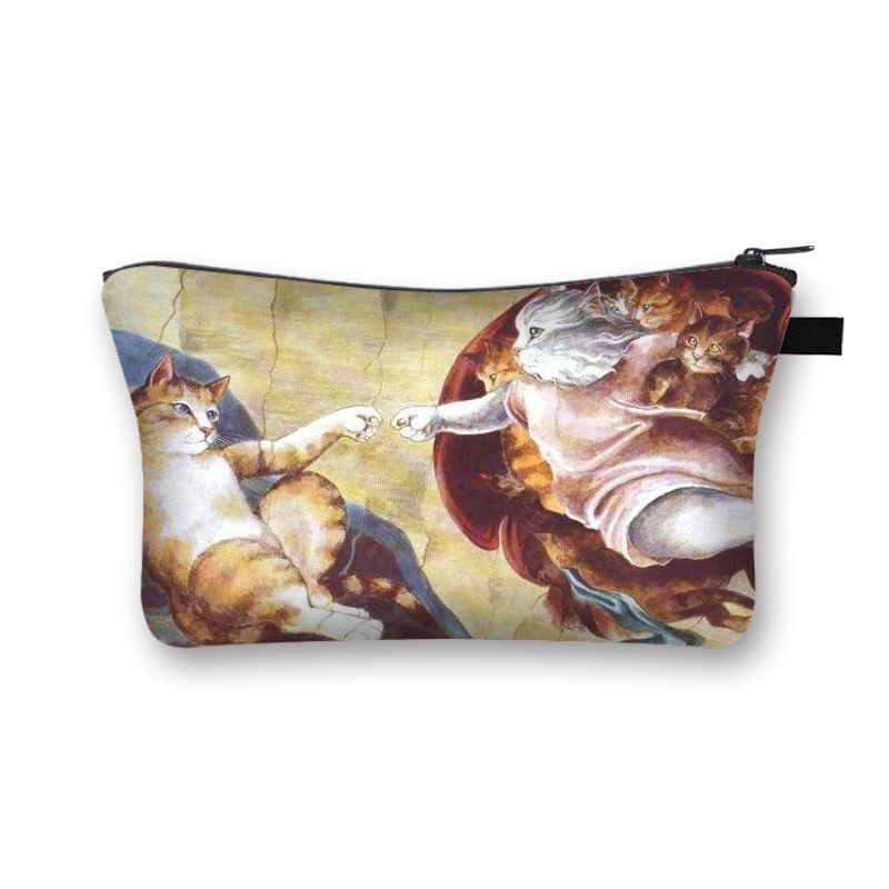Cute Cat Print Cosmetic Traveling Makeup Bags Cosmetic Storage Purses 5*20*10 CM