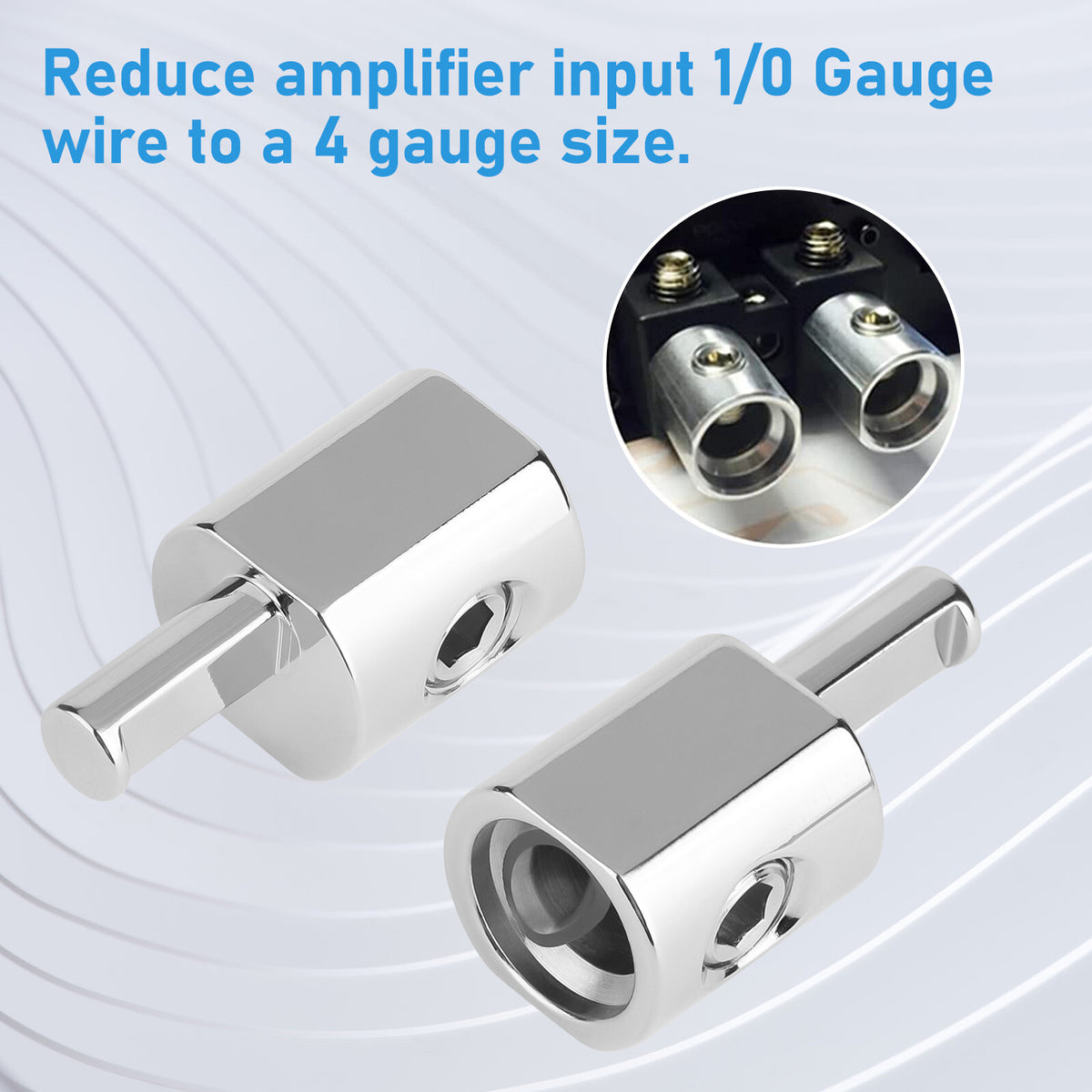 LOT Amp Car Audio Amplifier Power and Ground 1/0 Gauge to 4 Gauge Input Reducer