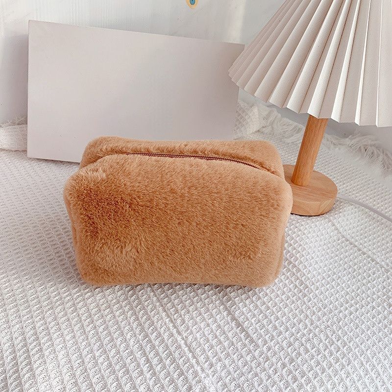 Travel Makeup Pouch Holder Plush Cosmetic Bag Student School Large Storage Purse