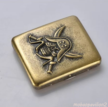Hand Carved Devil Cigarette Case Antique Metal for 20