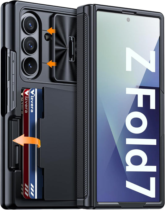 for Samsung Galaxy Z Fold 7 Case RFID Wallet with Cards Holder [Hinge Cover] [Ca
