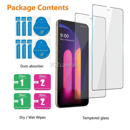 Case For LG V60 ThinQ 5G Clip Belt Stand Rubber Cover / Tempered Glass Protector