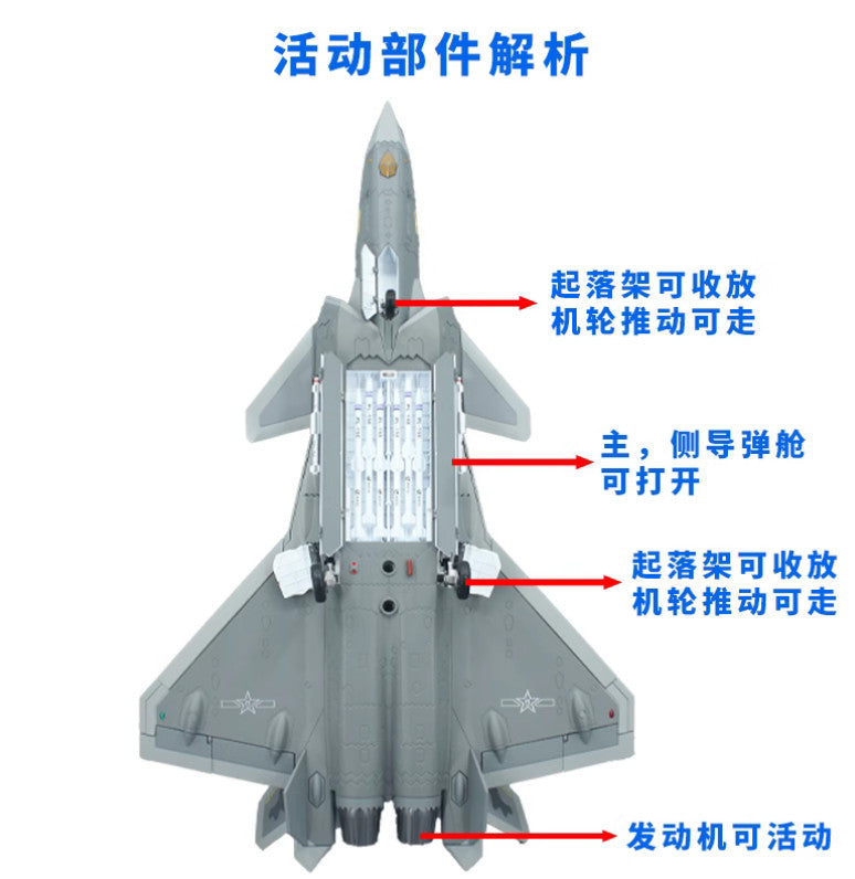 1:50 42CM China Air Force J-20S Stealth Fighter Plane Diecast Aircraft Model
