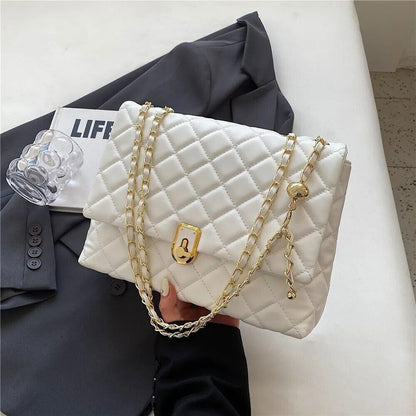 Quilted Shoulder Bags Women 2023 Crossbody Bags PU Leather Ladies Handbags