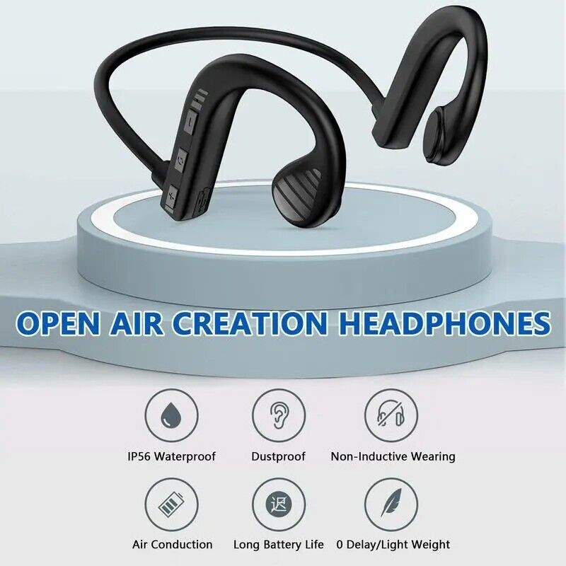 Bluetooth 5.2 Bone Conduction Headset Wireless Outdoor Sport Open Ear Headphones