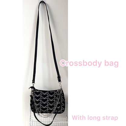 Women's Canvas Shoulder Bag Embroidery Ladies Bags Chain Purse Handbags
