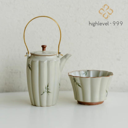 Ceramics Teapot with 1cup 2pc Set 120ml 4oz Receive Guests Kungfu Tea Set Suit