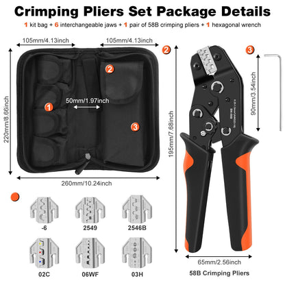 6in1 Crimping Tool Kit,Professional Ratchet Wire Crimper for Insulated Connector