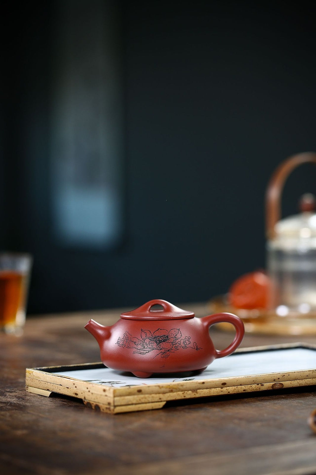 China Yixing Zisha Potteryclovershrub Clay Handmade 200cc Lotus Flower Teapot